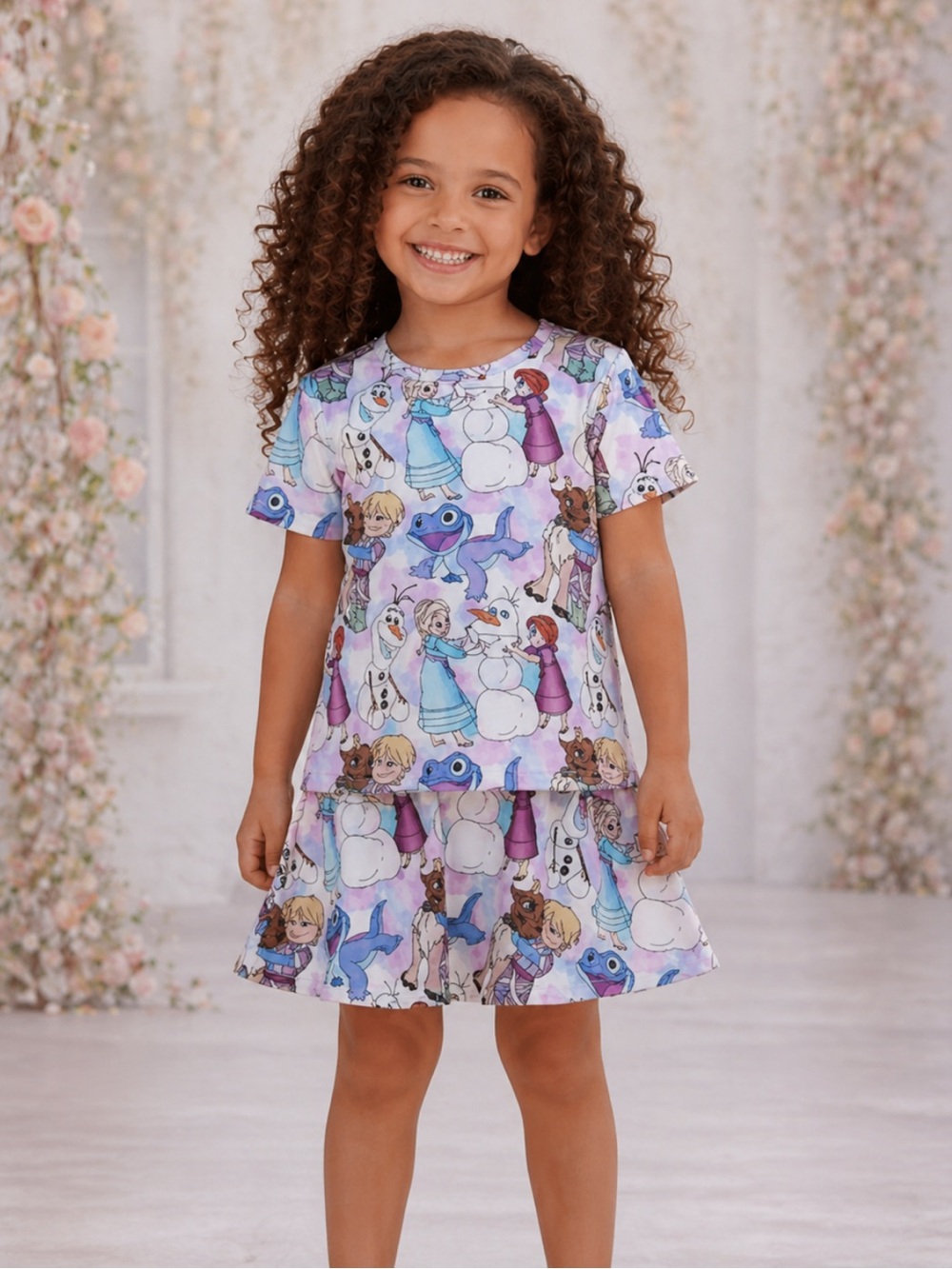 New Boutique Girls Frozen 2 Piece Skirt Set‎ Elsa Anna Olof Disney Parks Outfit